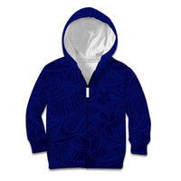 Blue Polynesia Kid Hoodie Polynesian Pattern Mix Plumeria