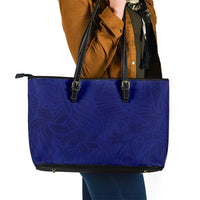Blue Polynesia Leather Tote Bag Polynesian Pattern Mix Plumeria LT14 - Polynesian Pride