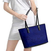 Blue Polynesia Leather Tote Bag Polynesian Pattern Mix Plumeria LT14 - Polynesian Pride