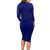 Blue Polynesia Long Sleeve Bodycon Dress Polynesian Pattern Mix Plumeria