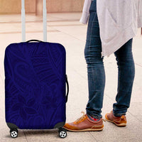 Blue Polynesia Luggage Cover Polynesian Pattern Mix Plumeria