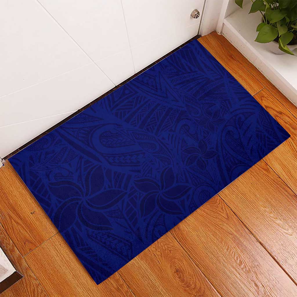 Blue Polynesia Rubber Doormat Polynesian Pattern Mix Plumeria LT14 - Polynesian Pride