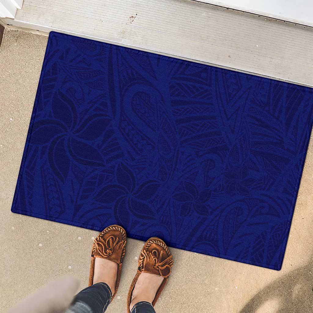 Blue Polynesia Rubber Doormat Polynesian Pattern Mix Plumeria LT14 - Polynesian Pride