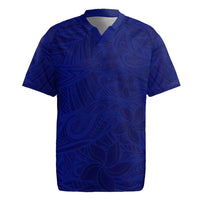 Blue Polynesia Rugby Jersey Polynesian Pattern Mix Plumeria LT14 Blue - Polynesian Pride