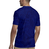 Blue Polynesia Rugby Jersey Polynesian Pattern Mix Plumeria LT14 - Polynesian Pride