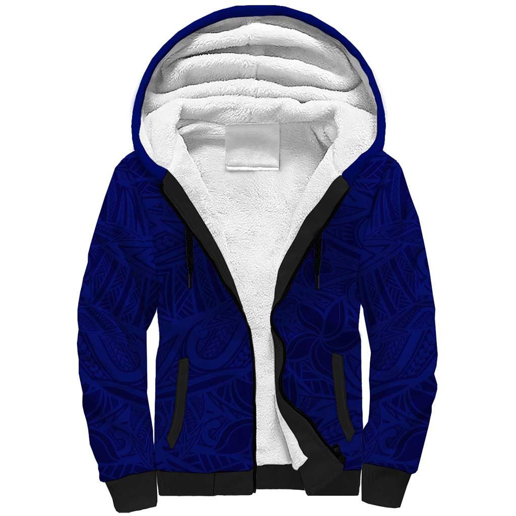 Blue Polynesia Sherpa Hoodie Polynesian Pattern Mix Plumeria LT14 Unisex Blue - Polynesian Pride