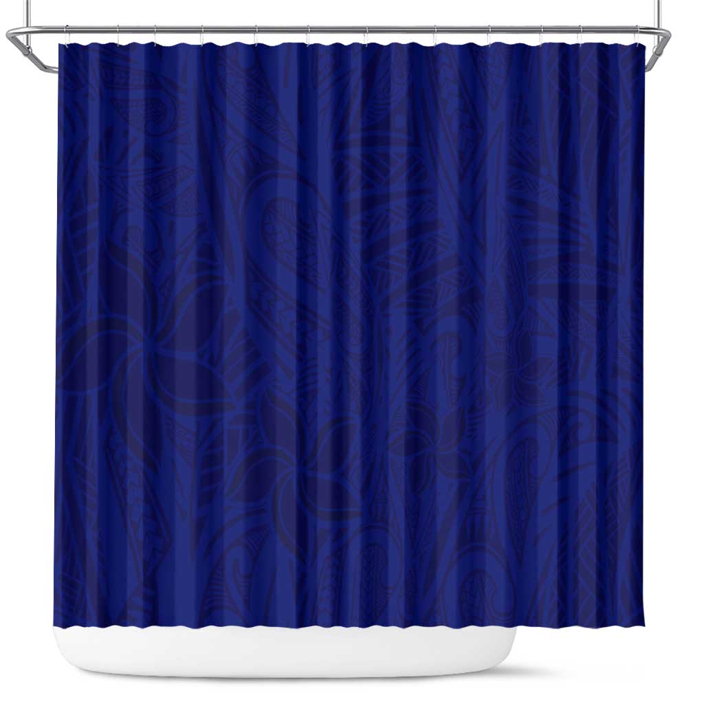 Blue Polynesia Shower Curtain Polynesian Pattern Mix Plumeria