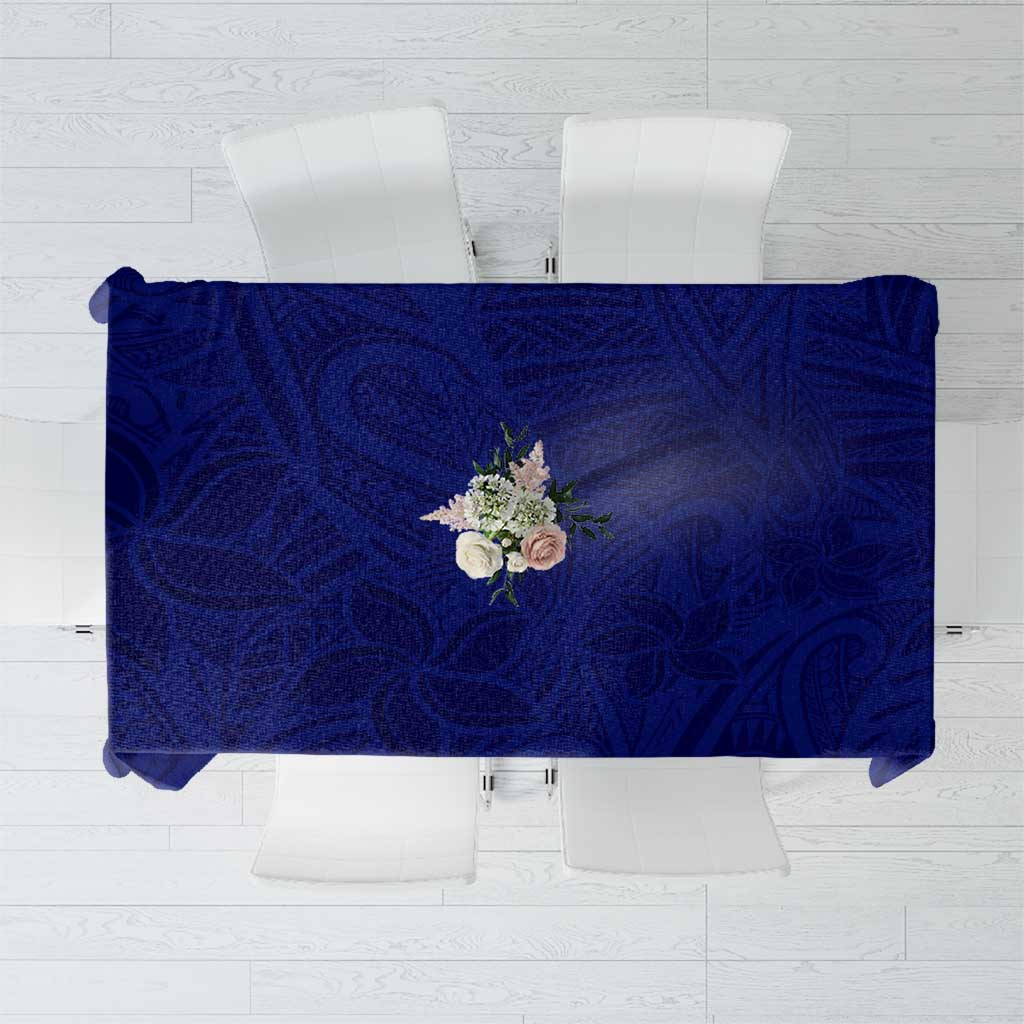 Blue Polynesia Tablecloth Polynesian Pattern Mix Plumeria LT14 Blue - Polynesian Pride