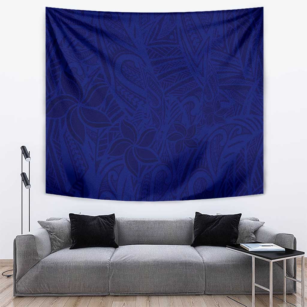 Blue Polynesia Tapestry Polynesian Pattern Mix Plumeria