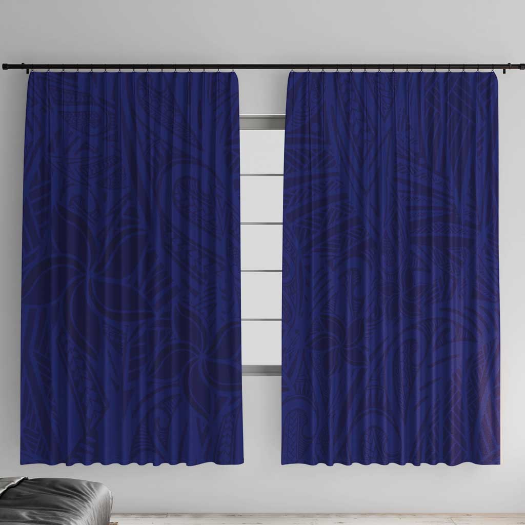 Blue Polynesia Window Curtain Polynesian Pattern Mix Plumeria