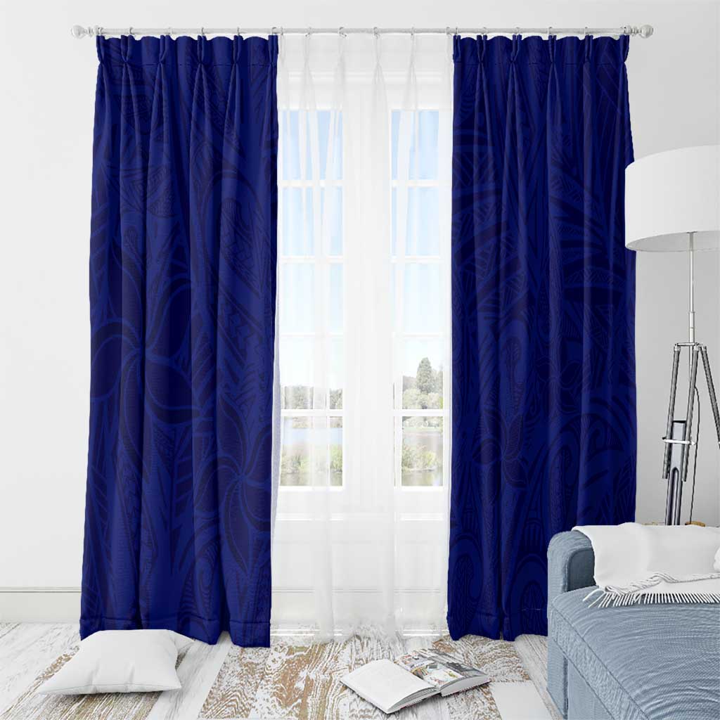 Blue Polynesia Window Curtain Polynesian Pattern Mix Plumeria LT14 - Polynesian Pride