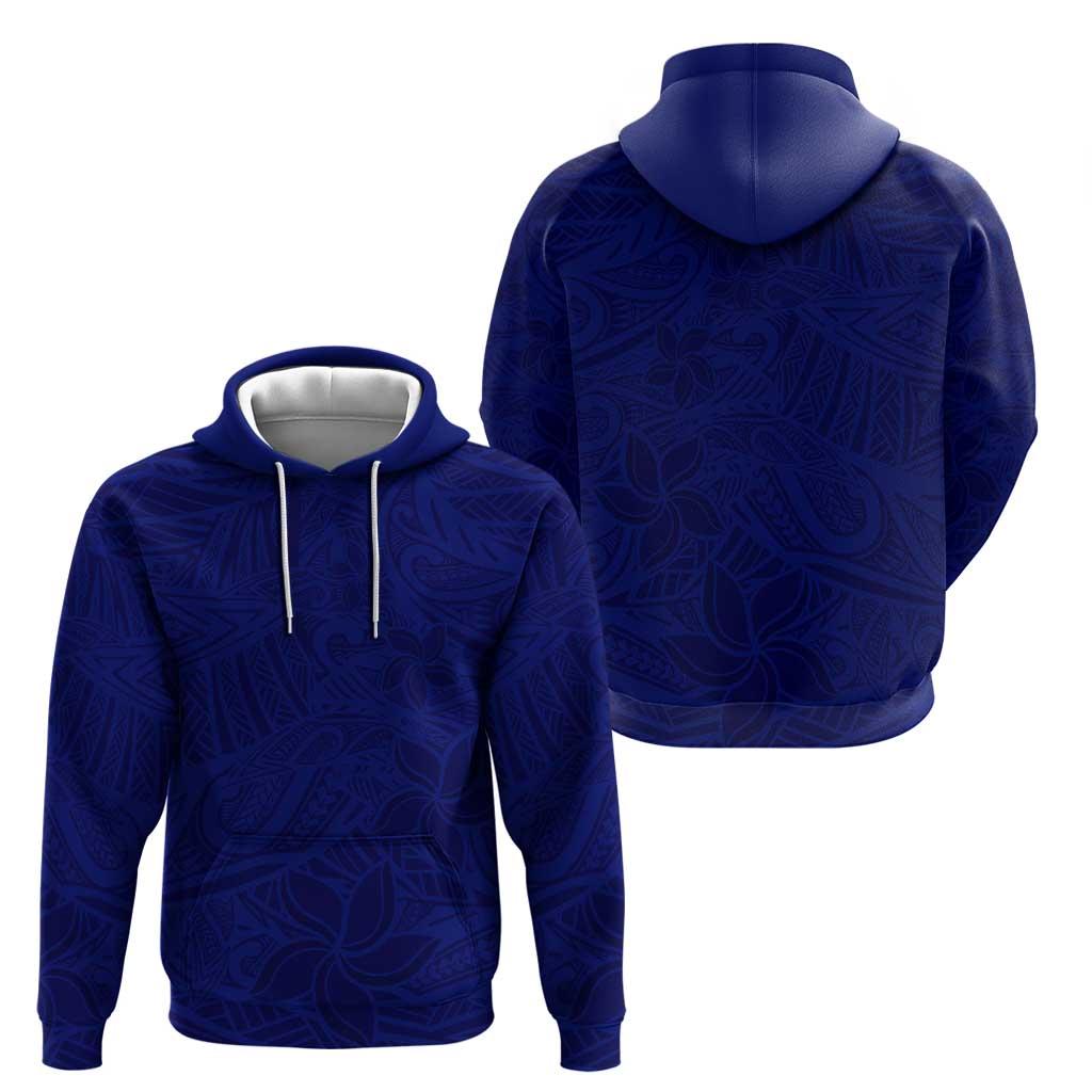 Blue Polynesia Zip Hoodie Polynesian Pattern Mix Plumeria