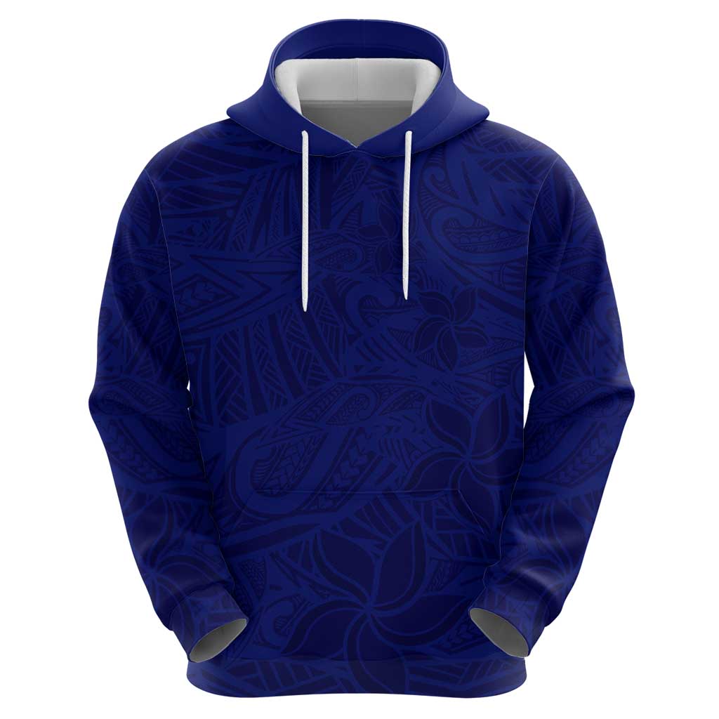 Blue Polynesia Zip Hoodie Polynesian Pattern Mix Plumeria