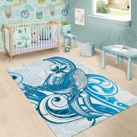 Blue Hawaii Humpback Whale Area Rug Polynesian Tribal Ocean Vibes