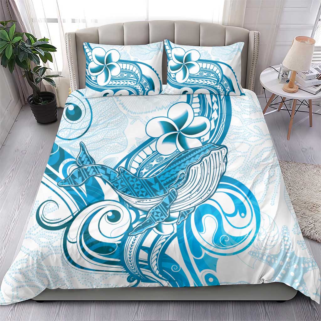 Blue Hawaii Humpback Whale Bedding Set Polynesian Tribal Ocean Vibes LT14 - Polynesian Pride