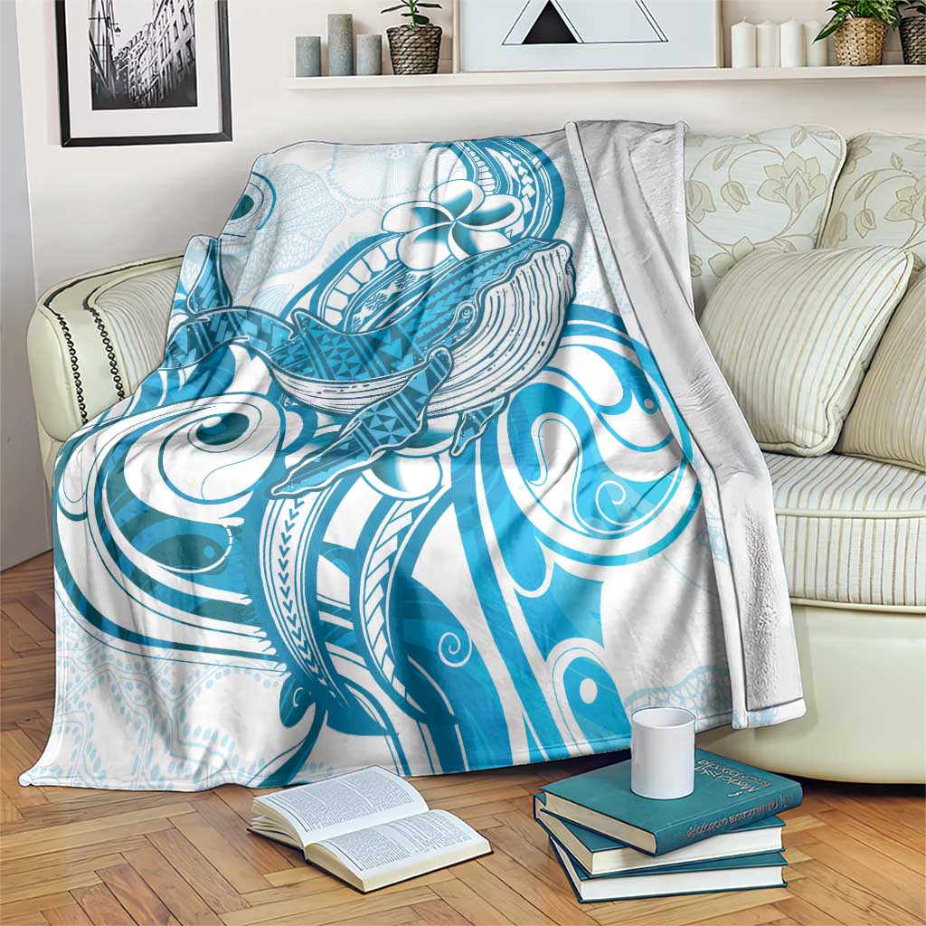 Blue Hawaii Humpback Whale Blanket Polynesian Tribal Ocean Vibes LT14 Blue - Polynesian Pride