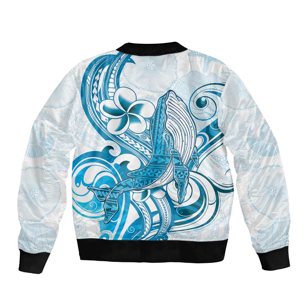 Blue Hawaii Humpback Whale Bomber Jacket Polynesian Tribal Ocean Vibes