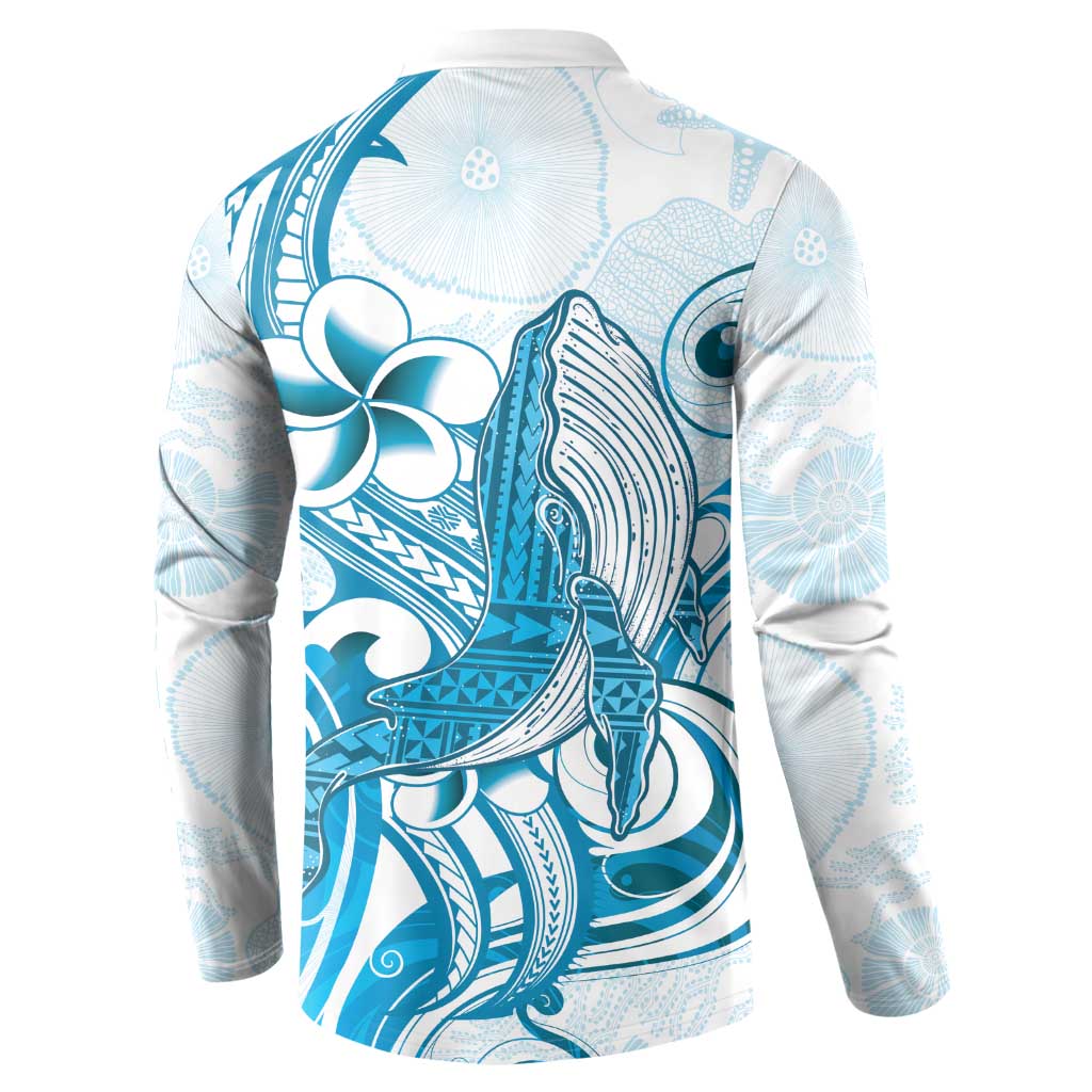 Blue Hawaii Humpback Whale Button Sweatshirt Polynesian Tribal Ocean Vibes LT14 - Polynesian Pride