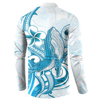 Blue Hawaii Humpback Whale Button Sweatshirt Polynesian Tribal Ocean Vibes LT14 - Polynesian Pride