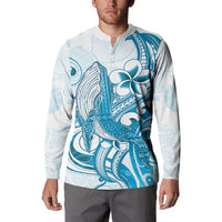 Blue Hawaii Humpback Whale Button Sweatshirt Polynesian Tribal Ocean Vibes LT14 - Polynesian Pride