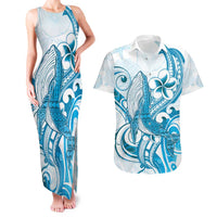 Blue Hawaii Humpback Whale Couples Matching Tank Maxi Dress and Hawaiian Shirt Polynesian Tribal Ocean Vibes LT14 Blue - Polynesian Pride