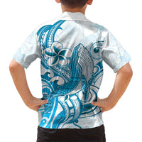 Blue Hawaii Humpback Whale Family Matching Long Sleeve Bodycon Dress and Hawaiian Shirt Polynesian Tribal Ocean Vibes LT14 - Polynesian Pride