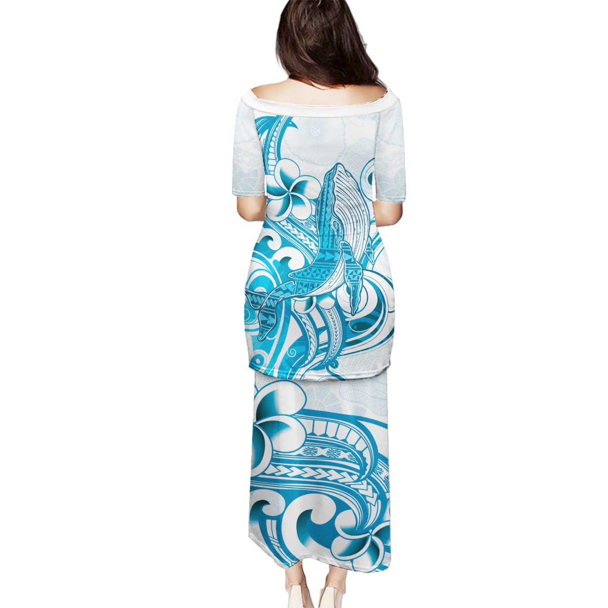 Blue Hawaii Humpback Whale Family Matching Puletasi and Hawaiian Shirt Polynesian Tribal Ocean Vibes