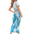 Blue Hawaii Humpback Whale Family Matching Short Sleeve Bodycon Dress and Hawaiian Shirt Polynesian Tribal Ocean Vibes