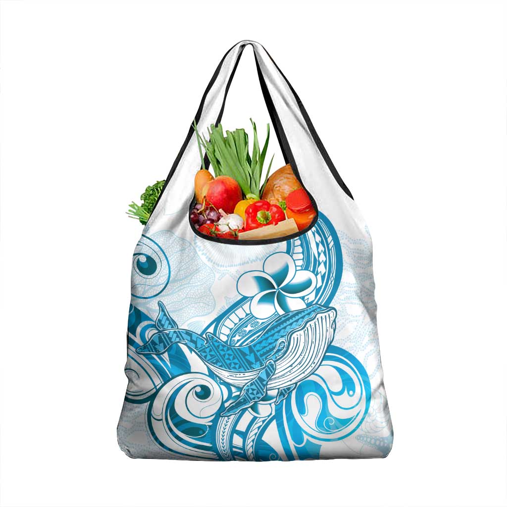 Blue Hawaii Humpback Whale Grocery Bag Polynesian Tribal Ocean Vibes LT14 1-pack One Size Blue - Polynesian Pride