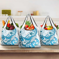 Blue Hawaii Humpback Whale Grocery Bag Polynesian Tribal Ocean Vibes LT14 3-pack One Size Blue - Polynesian Pride