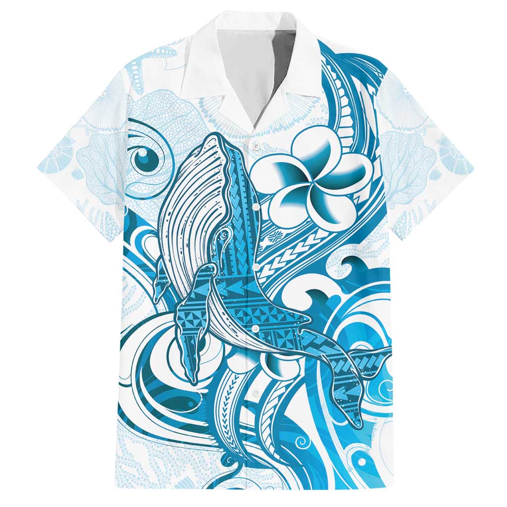 Blue Hawaii Humpback Whale Hawaiian Shirt Polynesian Tribal Ocean Vibes LT14 Blue - Polynesian Pride
