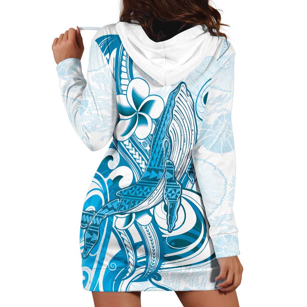 Blue Hawaii Humpback Whale Hoodie Dress Polynesian Tribal Ocean Vibes LT14 - Polynesian Pride
