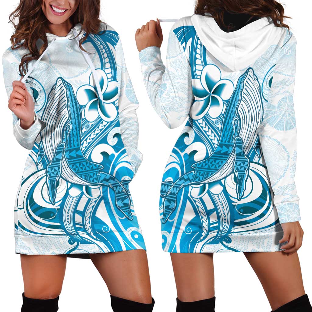 Blue Hawaii Humpback Whale Hoodie Dress Polynesian Tribal Ocean Vibes LT14 - Polynesian Pride