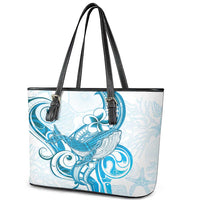 Blue Hawaii Humpback Whale Leather Tote Bag Polynesian Tribal Ocean Vibes LT14 - Polynesian Pride