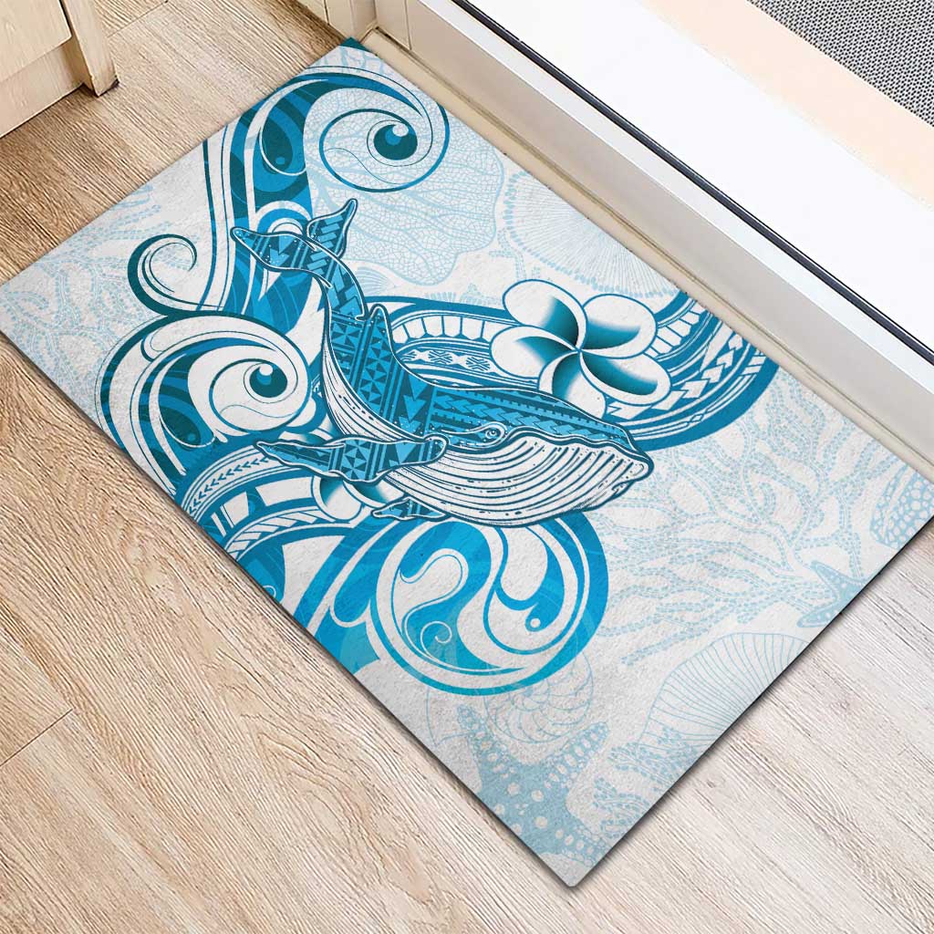 Blue Hawaii Humpback Whale Rubber Doormat Polynesian Tribal Ocean Vibes LT14 - Polynesian Pride