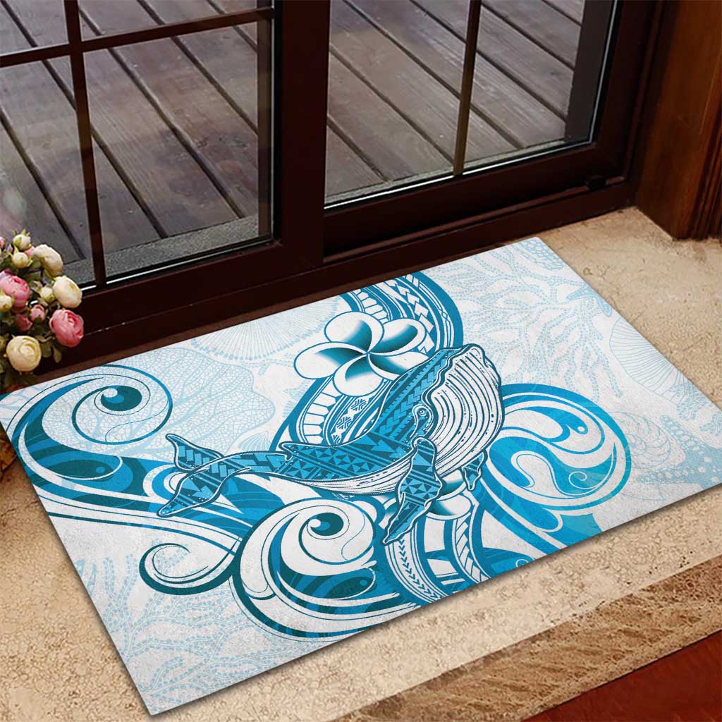 Blue Hawaii Humpback Whale Rubber Doormat Polynesian Tribal Ocean Vibes LT14 - Polynesian Pride