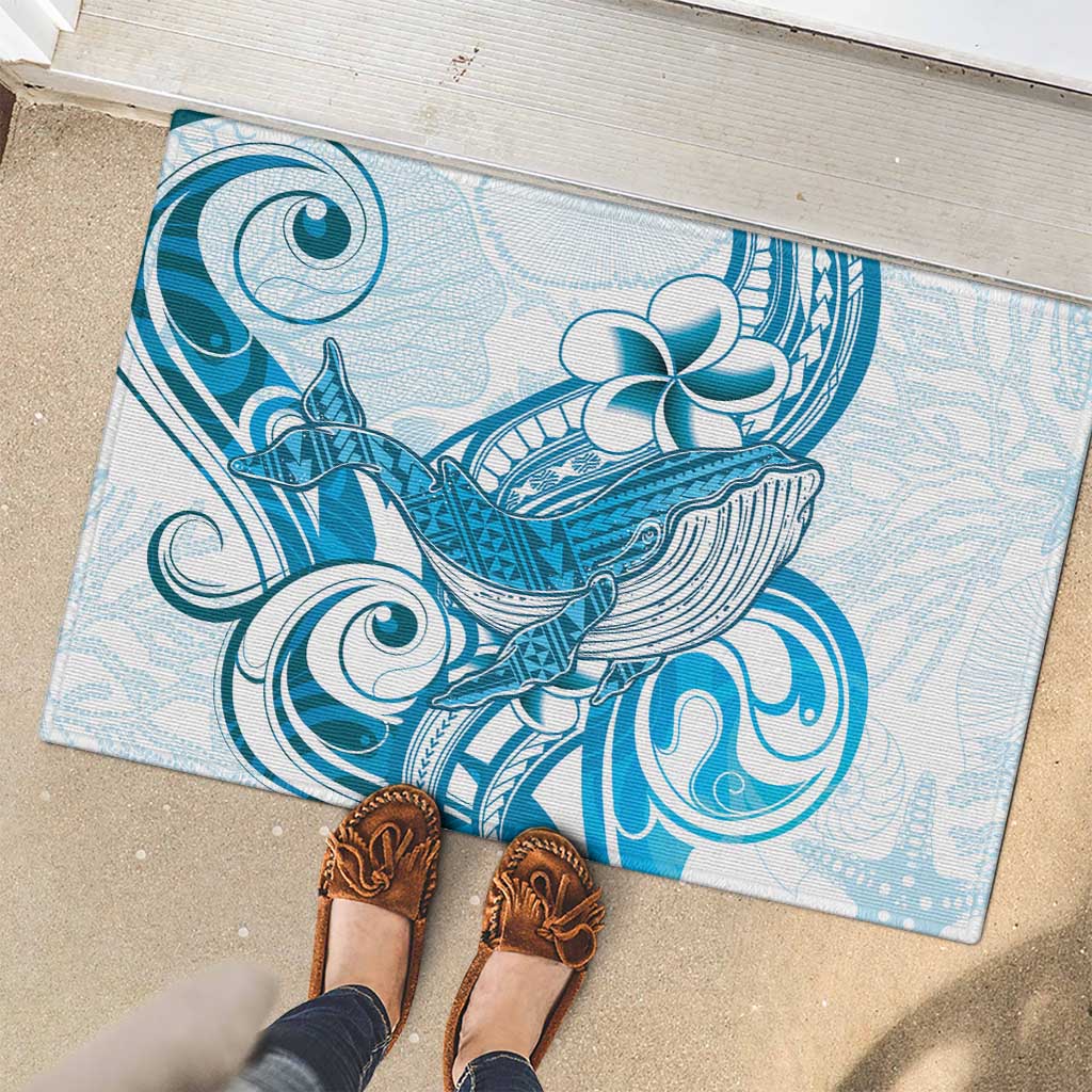 Blue Hawaii Humpback Whale Rubber Doormat Polynesian Tribal Ocean Vibes LT14 - Polynesian Pride