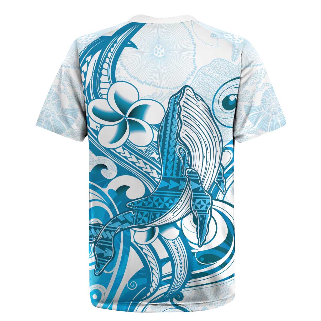 Blue Hawaii Humpback Whale Rugby Jersey Polynesian Tribal Ocean Vibes LT14 - Polynesian Pride