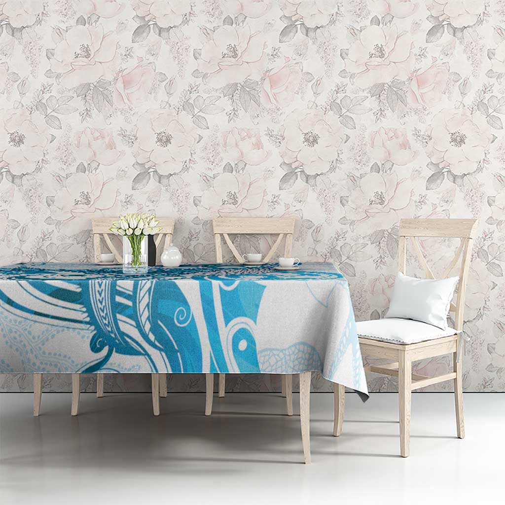 Blue Hawaii Humpback Whale Tablecloth Polynesian Tribal Ocean Vibes LT14 - Polynesian Pride