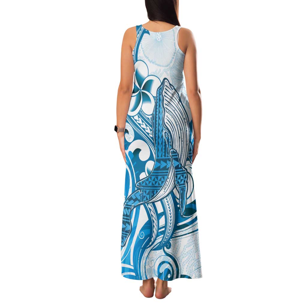 Blue Hawaii Humpback Whale Tank Maxi Dress Polynesian Tribal Ocean Vibes LT14 - Polynesian Pride