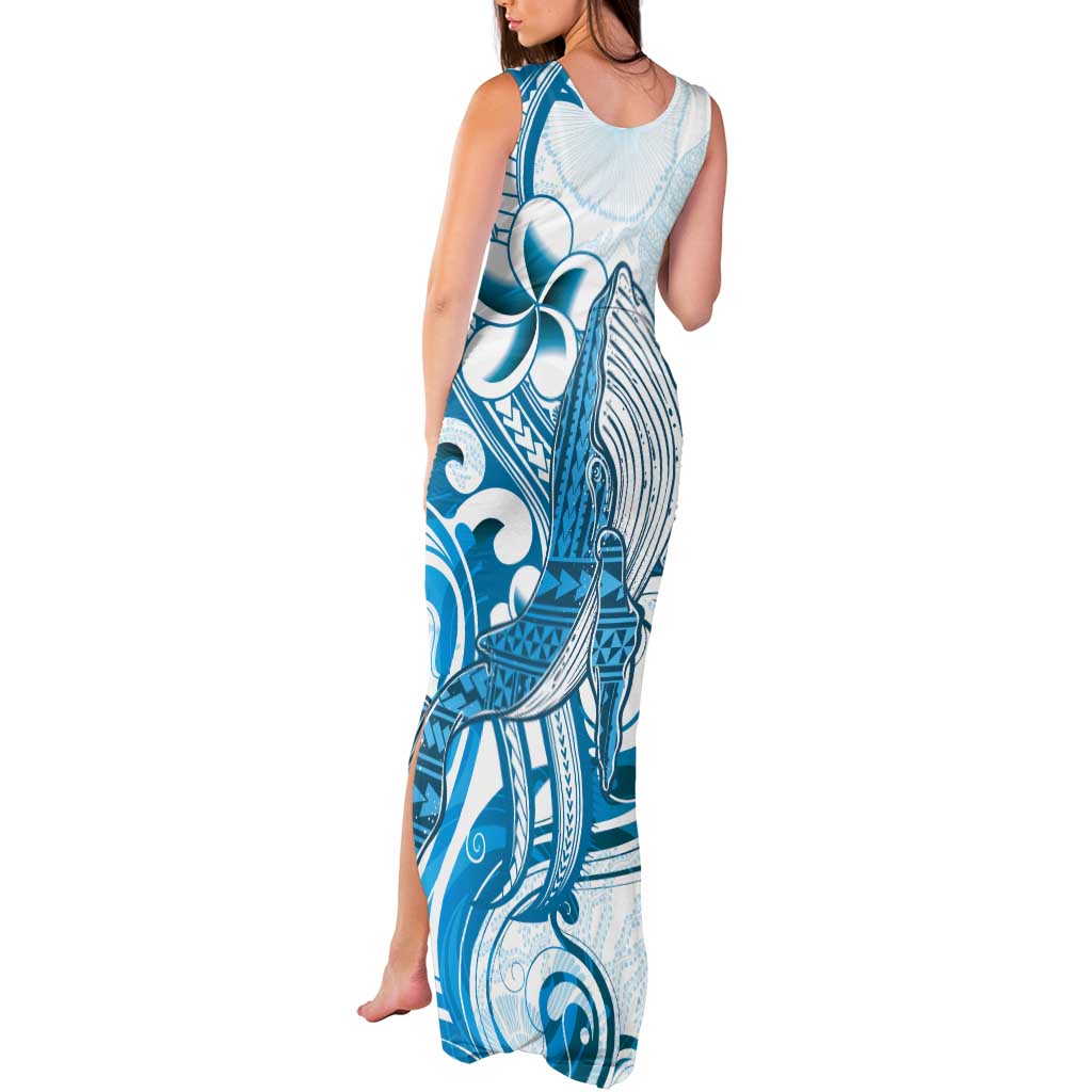 Blue Hawaii Humpback Whale Tank Maxi Dress Polynesian Tribal Ocean Vibes LT14 - Polynesian Pride
