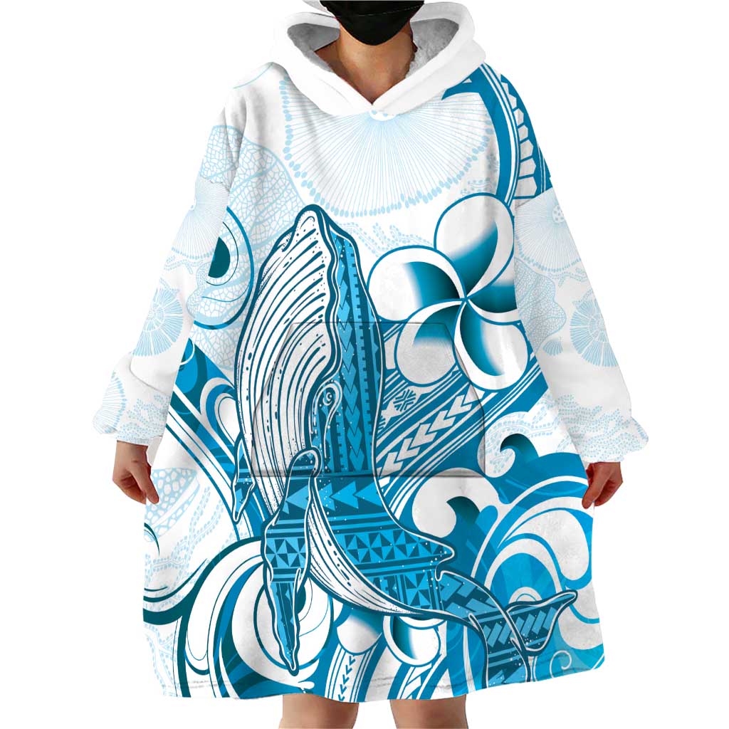 Blue Hawaii Humpback Whale Wearable Blanket Hoodie Polynesian Tribal Ocean Vibes LT14 - Polynesian Pride