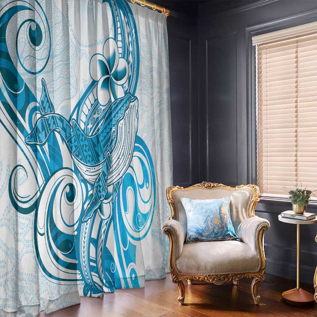 Blue Hawaii Humpback Whale Window Curtain Polynesian Tribal Ocean Vibes LT14 - Polynesian Pride