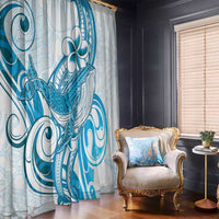 Blue Hawaii Humpback Whale Window Curtain Polynesian Tribal Ocean Vibes LT14 - Polynesian Pride