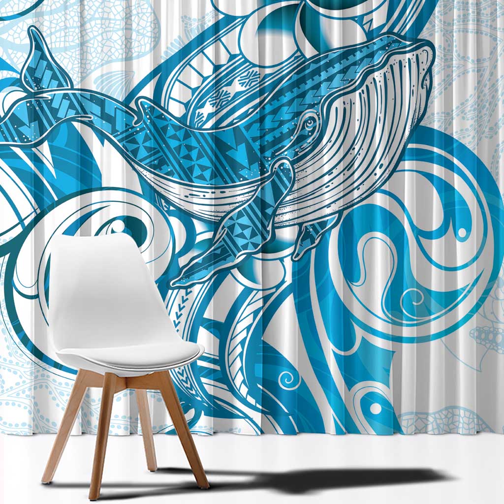 Blue Hawaii Humpback Whale Window Curtain Polynesian Tribal Ocean Vibes LT14 - Polynesian Pride