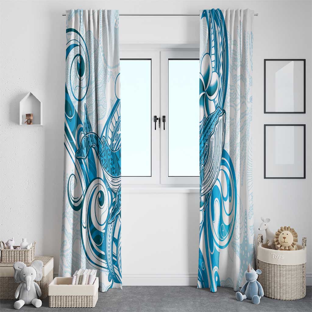 Blue Hawaii Humpback Whale Window Curtain Polynesian Tribal Ocean Vibes LT14 - Polynesian Pride
