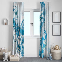 Blue Hawaii Humpback Whale Window Curtain Polynesian Tribal Ocean Vibes LT14 - Polynesian Pride