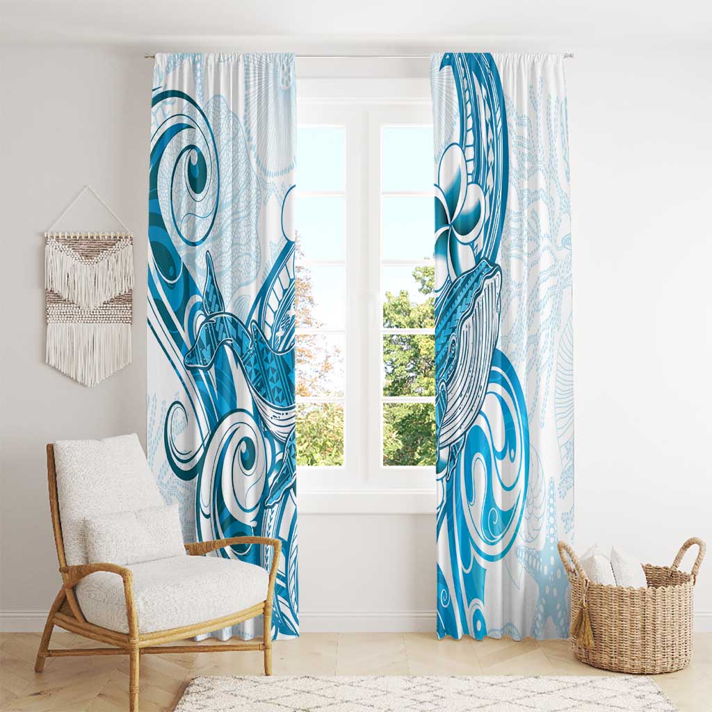Blue Hawaii Humpback Whale Window Curtain Polynesian Tribal Ocean Vibes LT14 - Polynesian Pride