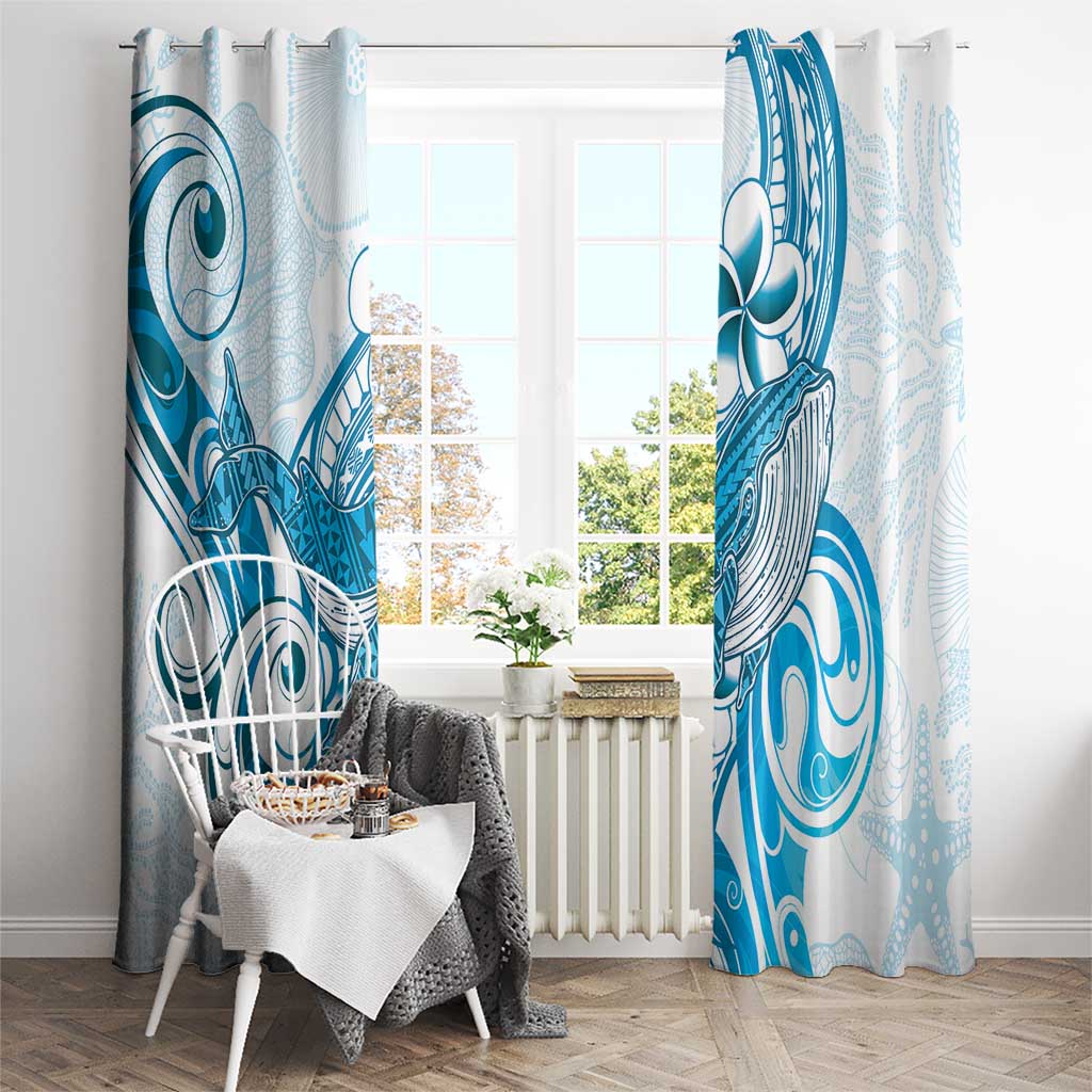 Blue Hawaii Humpback Whale Window Curtain Polynesian Tribal Ocean Vibes LT14 - Polynesian Pride