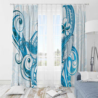 Blue Hawaii Humpback Whale Window Curtain Polynesian Tribal Ocean Vibes LT14 - Polynesian Pride